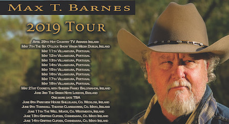 Max T. Barnes Kicks Off 2019 “Rolling River Tour” In Ireland, Wins Hot Country TV Award